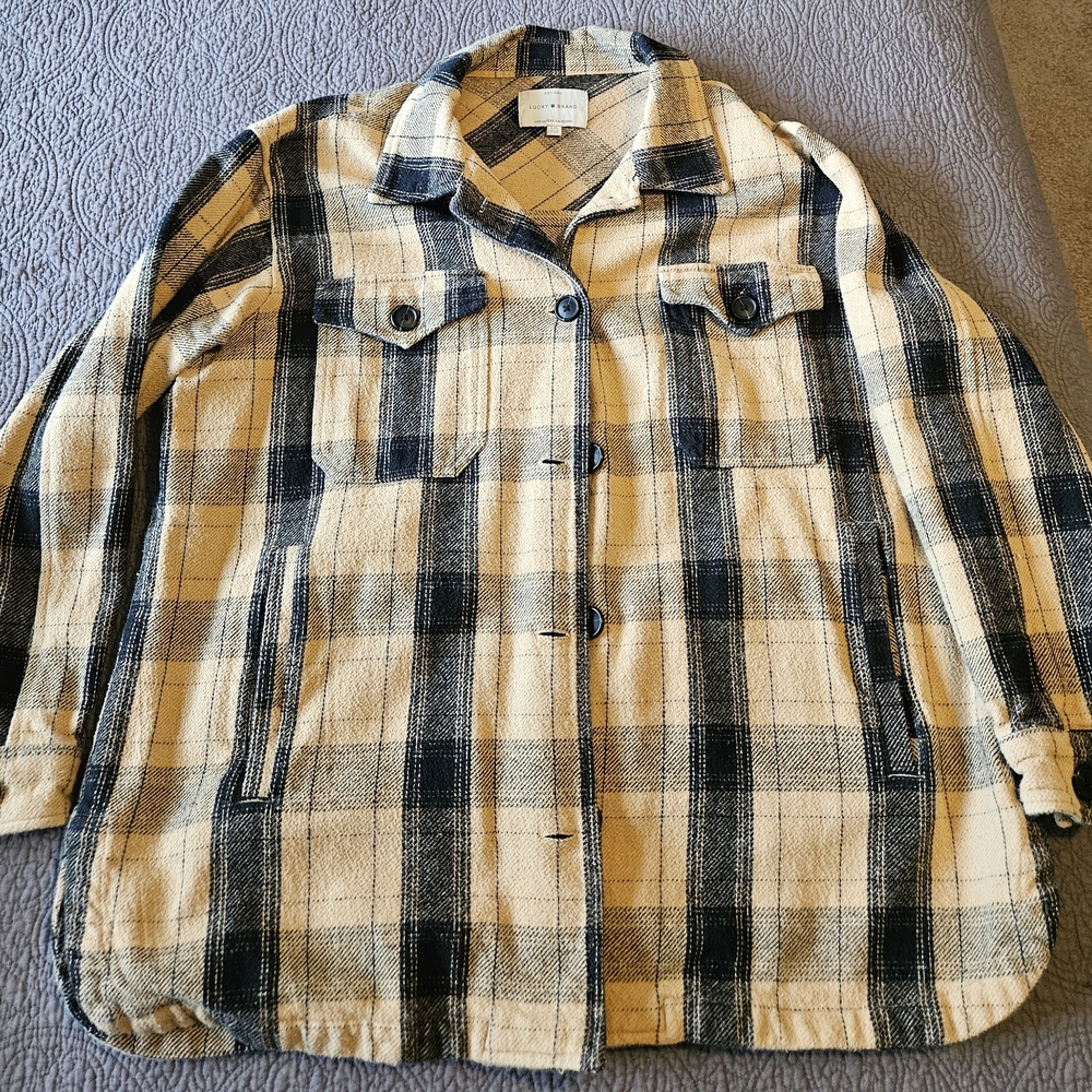Lucky Brand Plaid Jacket in Black and Yellow